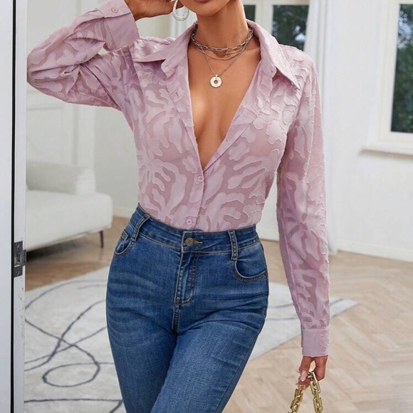 Jacquard button down blouse - Picture 4 of 16